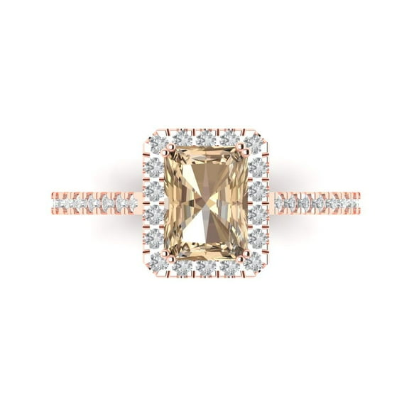 Clara Pucci 14K Rose Gold 1.86ct YellowMoissanite Solitaire with Accents
