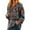 Grey, variant on Women's Casual Long Sleeve Print Button Down Pullover Hoodie Sweatshirt Tops Blouse