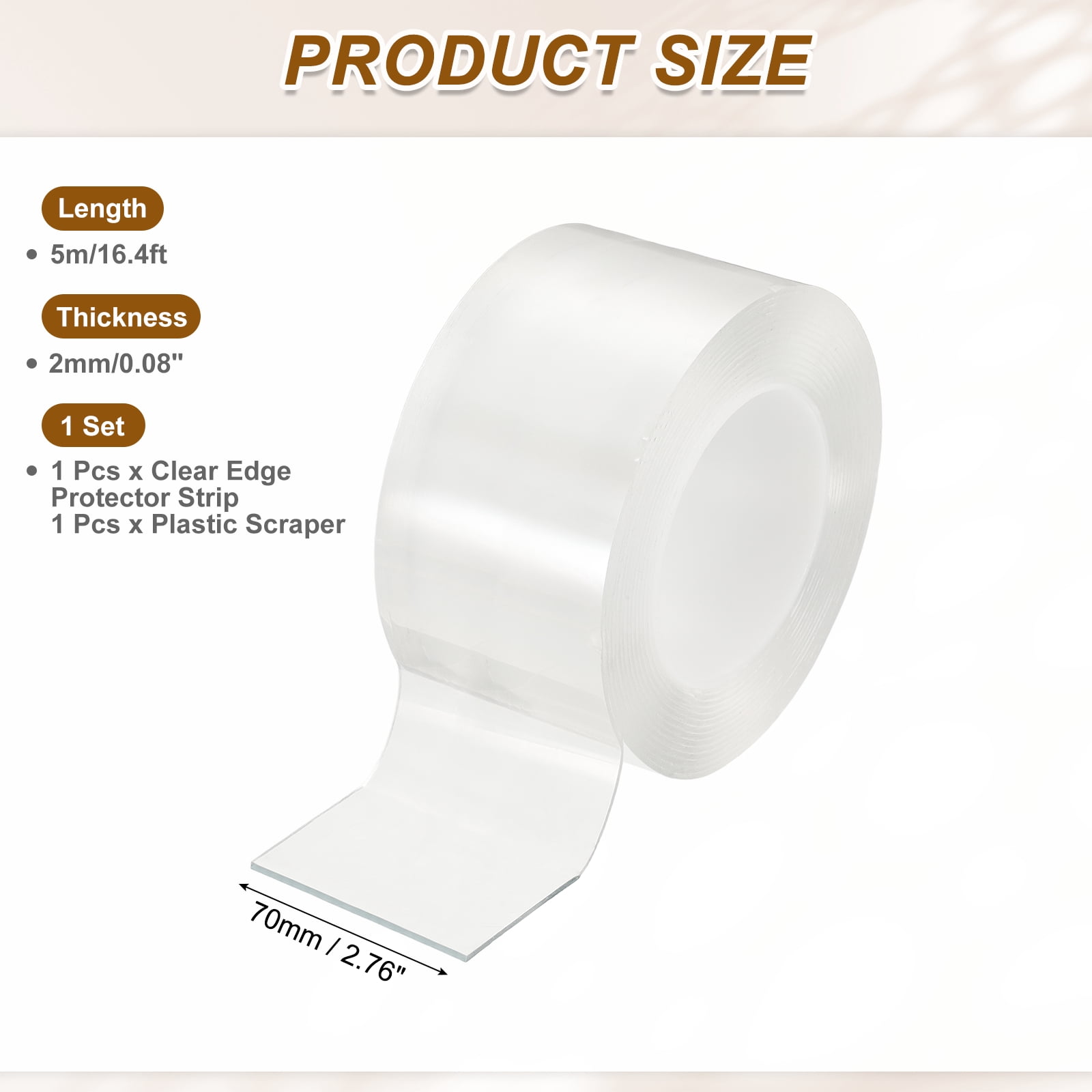Clear Edge Protector Strip, 2.76 in x 16.4 ft Sharp Edge Wrap Cover Tape Soft Corner Guards for Furniture Cabinets Drawers Tables Door
