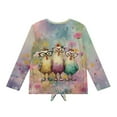 thumbnail image 5 of Xoenoiee Rooster Chicken Floral Print Girls Casual Long Sleeve T Shirts Crewneck Tunic Tops Kids Tie Hem Tee Blouses for Beach Vacation Workout, 11-12 Year, 5 of 7
