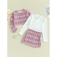 thumbnail image 3 of Faithtur Girls Skirt Outfits Solid Color Ribbed Tops Plaid Button Coat and Mini Skirt Set 3 Piece Autumn Clothes for Party, 3 of 9