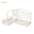 thumbnail image 7 of L-Shaped House Platform Bed with Roof & Window, Solid Wood Twin Size Corner Platform Bed Frame with Fence, Multifunctional Twin Playhouse Floor Bed Tent Bed for Boys Girls, No Box Spring Needed, White, 7 of 7