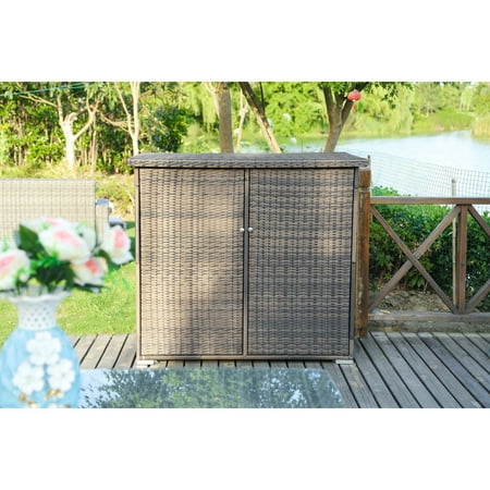 Factory Direct Patios Direct Wicker Santa Rosa 4.12 ft. W x 2.48 ft. D Large Garden Patio Wicker Waste Basket Trash Can with Lid ()