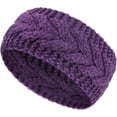 thumbnail image 1 of Púrpura-Mujer Diadema de invierno Diadema de lana trenzada Cubierta para el cabello con orejeras (1 unidad), 1 of 5