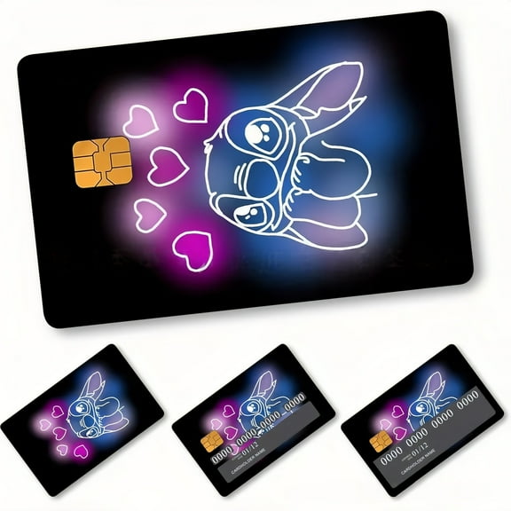 4Pcs Stitch Credit Card Skin, Anime Denim Credit Card Sticker for Metro Cards, Debit Cards Skin Decals DIY Bank Key Transportation Decoration