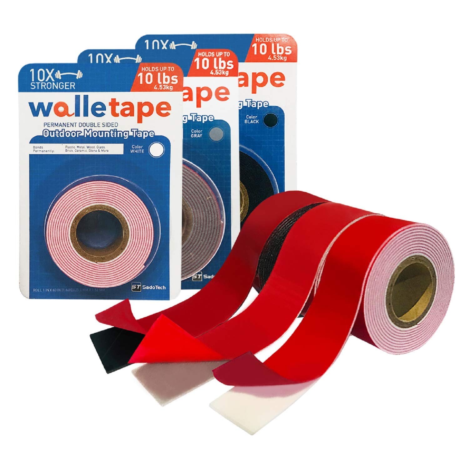 Walle Tape Double Sided Mounting Tape Gray, Black, and White