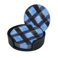 thumbnail image 2 of 6 Pce Leather Coasters 3.9in With Coasters Storage Box Antifouling And Antiscalding For Dining Room Kitchen Office Bedroom Living Room Argyle Plaid Doderblue_1, 2 of 8
