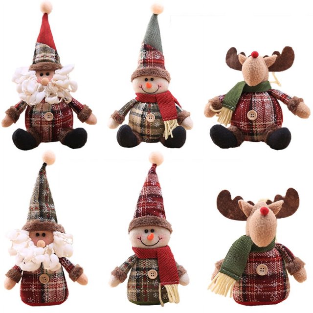 Juego de 6 decoraciones para árboles de Navidad, muñeco de copo de nieve de dibujos animados, cuadros D