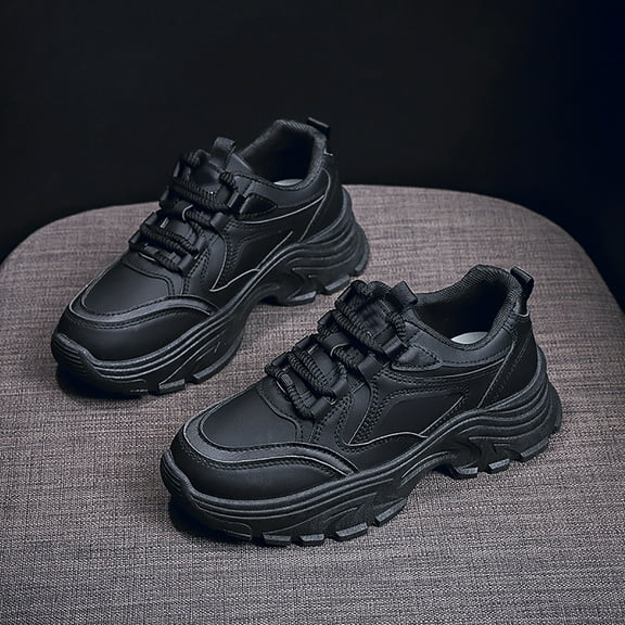 Fdrone Womens Fashion Lace-Up Chunky Sneakers Walking Athletic Casual Shoes Platform Round Toe Non-Slip Sport Shoes Air Mesh Workout Shoes Dad Sneakers