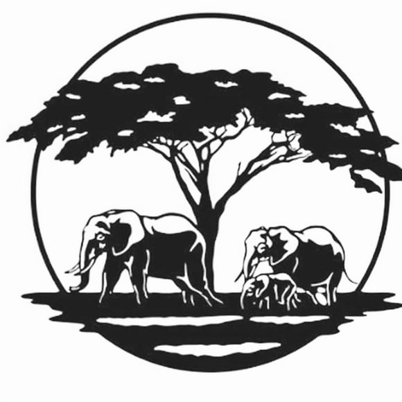 Cuadro Decorativo de Metal con Diseño elfantes en Africa Grande