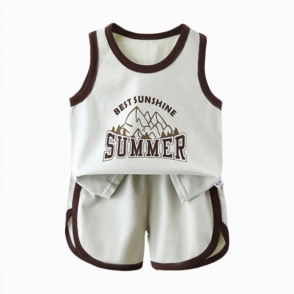 Toddler Boys and Girls Summer Outfits Sleeveless Ribbed Lapel Tank Top and Floral Shorts 2 Piece Outfit,Elegant Dark Gray 5-6 Years