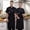 Black, variant on Unisex Chef Coat Short Sleeve, Breathable Cotton Blend Kitchen Uniform, Press Button Stand Collar Chef Jacket, Hotel Restaurant Cooking Work Shirt, M-6XL