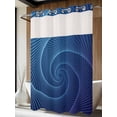 thumbnail image 2 of No Hook Shower Curtain with Snap-in Liner, Blue Helix Stripes Waterproof Fabric Bathroom Curtains, Modern Minimalism Abstract Line Art Bath Curtains & Mesh Top Window 72"x84" Long, 2 of 9