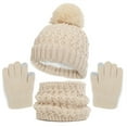 thumbnail image 2 of Kids Winter Fleece Hat Winter Scarf Winter Gloves Set 1-6Y Winter Knit Beanie Hat Warmer Gaiter Mittens Scarf 3 Pieces for Boys Girls, 2 of 6