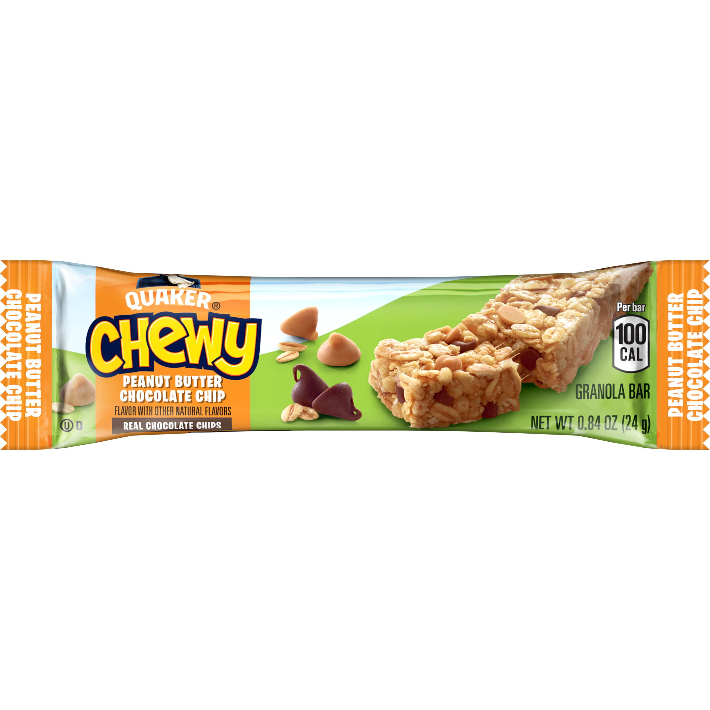 (4 pack) Quaker Chewy Peanut Butter Chocolate Chip Granola Bars, 6.7 oz, 8 Count