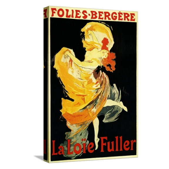 Art.com Paris, France - Loie Fuller at the Folies-Bergere Theatre Promo Poster Stretched Canvas Print Wall Art by Lantern Press, 12" x 18"
