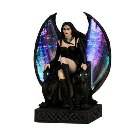 Gargoyle Ball - Gothic Lady Fairy Winged Gargoyle Crystal Ball Fiber Optic Statue Figurine