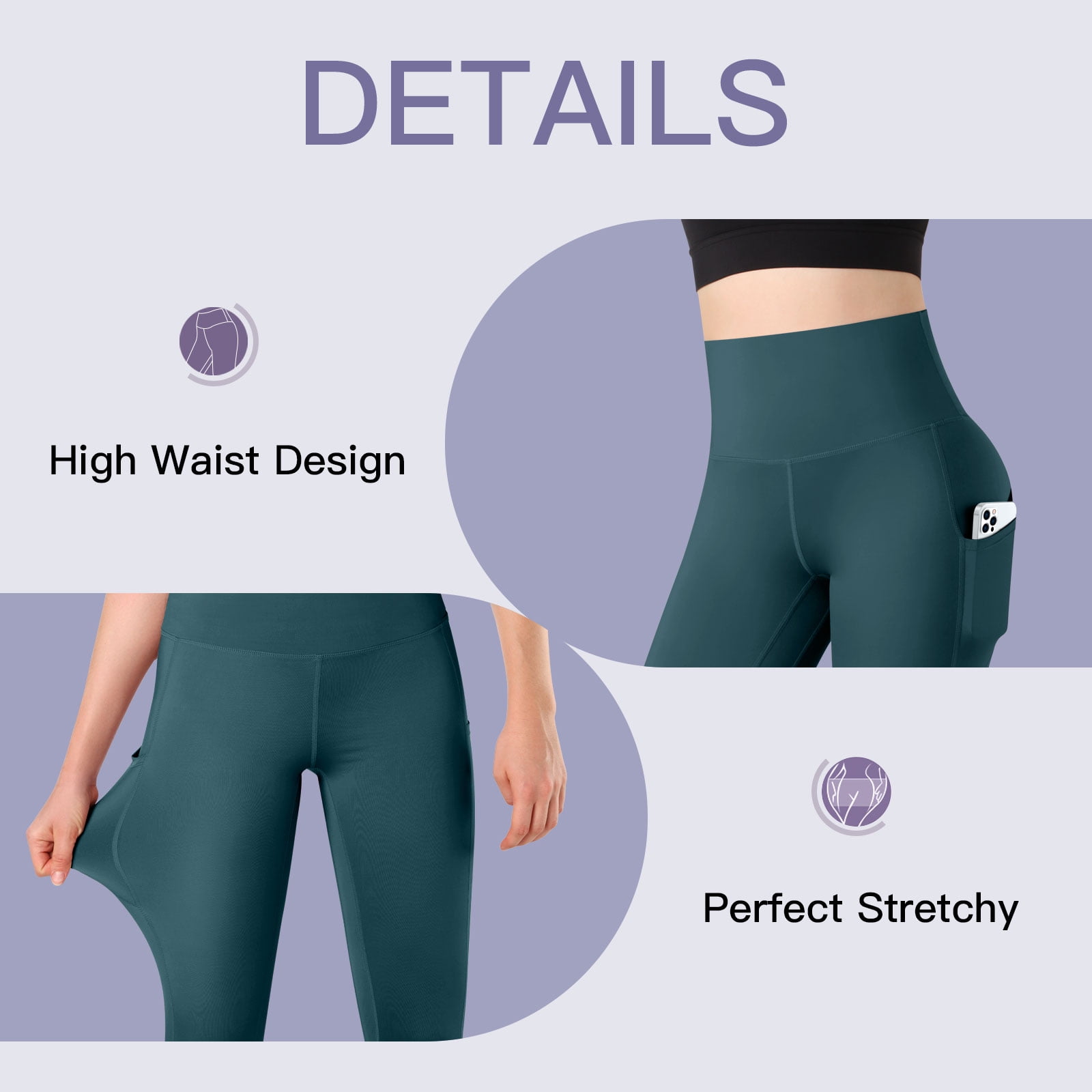 Comvin Women's Leggings High Waisted Yoga Pants with Pocket, Soft Tummy  Control Workout Leggings, L