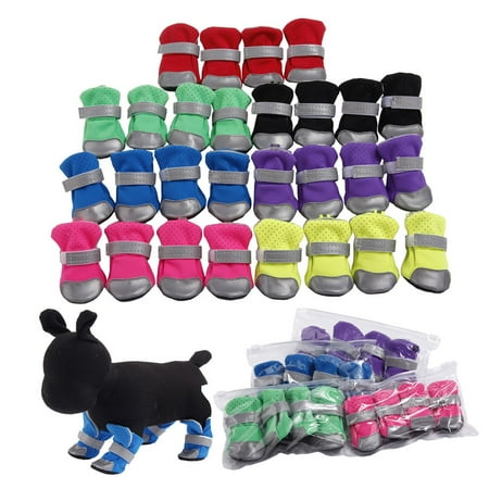 Purrfect 4Pcs Reflective Dog Puppy Shoes Pomeranian Teddy Bichon Soft-soled Pet Boots
