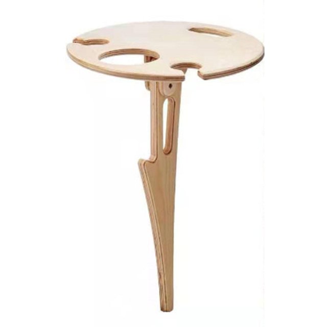 Outdoor Portable Folding Wine Table for Garden Lawn Picnic Wooden Wine Rack Round Table