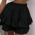thumbnail image 5 of Gamivast Linen Skirts for Women High Waisted Tiered Ruffle Mini Skirt Elastic Waist Flowy Boho Skirt Festival Skirt Asymmetrical Hem Going Out Vacation Summer Black L, 5 of 7