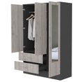 thumbnail image 4 of Miekor Furniture Black Rock 2-Drawer Small Armoire with Mirror Door Black Wengue and Light Gray W5U138, 4 of 5