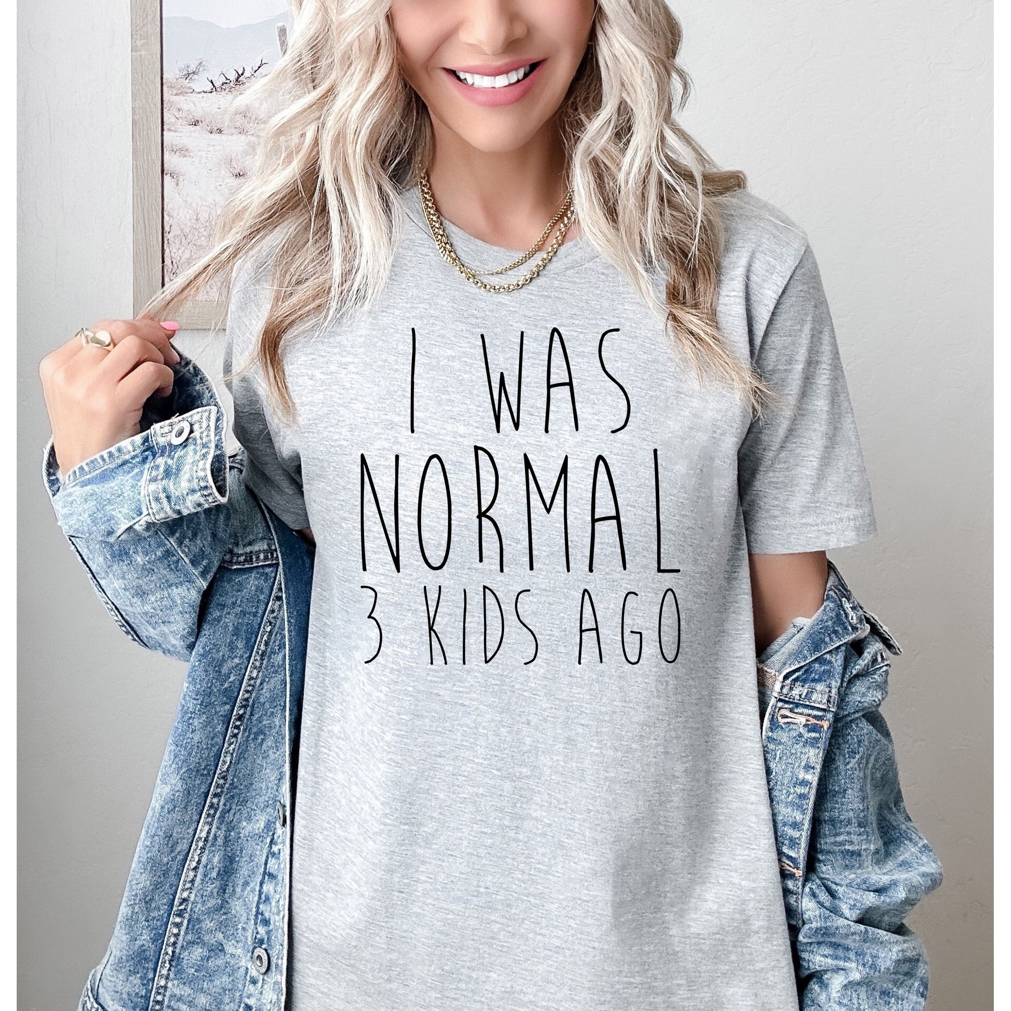 Moonlight Apparel Funny Mom Shirt Was Normal 3 Kids Ago T-Shirt, Comfort Multi-Colors T-Shirt, Mother's Humor Graphic Tee, Gift for Moms, Soft Cotton Parenting Shirt, Unisex Fit
