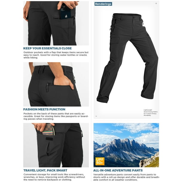 Cargo Pants Men's Quick-Dry Hiking Pants Waterproof Stretch