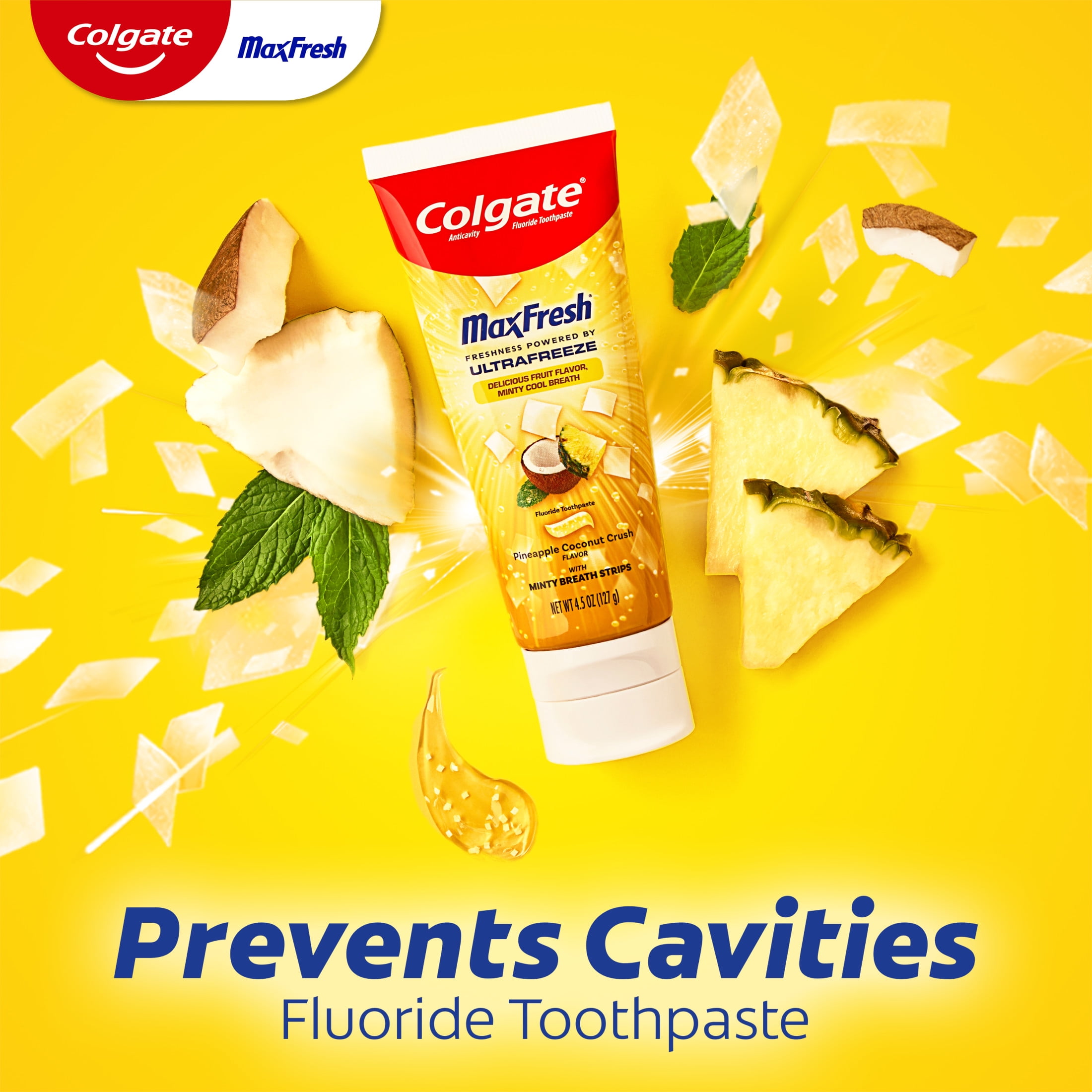 (2 pack) Colgate Max Fresh Anticavity Fluoride Toothpaste, Pineapple Coconut Crush with Mint, 4.5 Oz