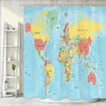 thumbnail image 2 of World Map Shower Curtain for Bathroom, Educational Geography Asia Europe South City America Africa Japan Bathroom Curtain, Polyester Fabric World of Map Bath Curtains with Hooks, 2 of 4