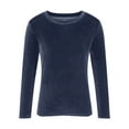 thumbnail image 4 of ABATAB Velvet Tops for Women Trendy Plus Size Solid Color Warm Tunic Pullover Comfy Long Sleeve Crew Neck Tshirts Fall Outfits(X-Large,Dark Blue 3), 4 of 6