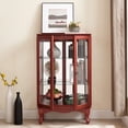 thumbnail image 3 of Miniyam Curio Display Cabinet with Light, Tempered Glass Doors, Adjustable Shelves, Cheery, 3 of 11