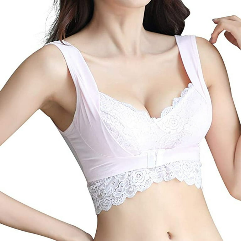Bigersell Support Wireless Bra Front Buckle Push up up Breast Milk Sleep  Lace No Underwire Bra Women Size Lace Bras, Style 633, 40B