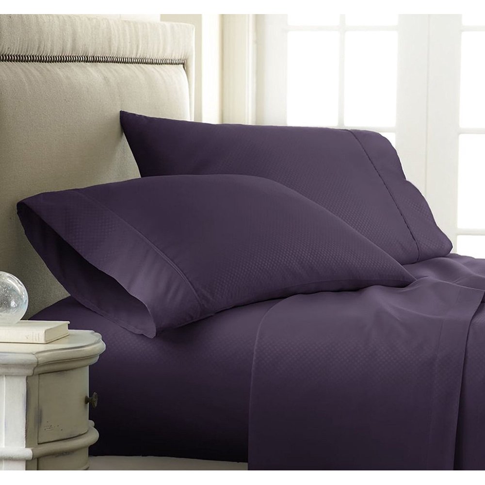 Silky Soft 1500 Thread Count 4Piece Bed Sheet Set Checkered Square