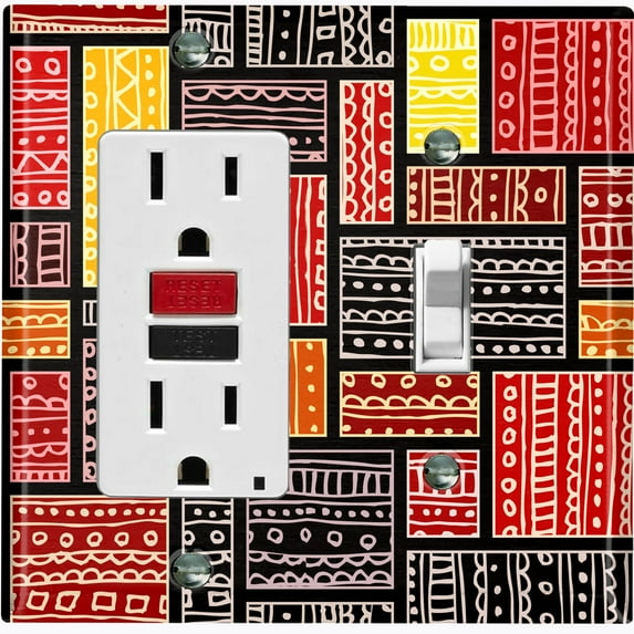 Metal Light Switch Plate Cover Colorful Safari African Tribal Art Pattern SFR003