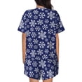 thumbnail image 6 of Fuzoiu Snowflakes On Dark Blue Print Women's Short-Sleeved Pajama Set,Lounge Sleepwear Set,Womens Pajama Sets 2 Piece,Button-Up Top and Shorts with Pockets-XX-Large, 6 of 7