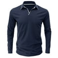 thumbnail image 4 of IROINNID Mens Pullover Shirts Long Sleeve Solid Turn-down Collar Pullover Breathable Shirt Blouse Tops,Navy, 4 of 7
