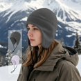 thumbnail image 2 of Solid Color Ear Protection Hat Adult Adjustable Drawstring Warm Cap for Motorcycle Running Hiking Daily Outdoor, 2 of 9