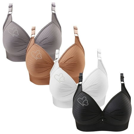 Clearance TOUMENY Underwire Bras for Women Nude Bra 4PC Woman s Printing Gathered Together Large Size Daily Bra Underwear No Rims