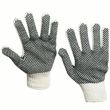 

Box Partners PVC Dot Knit Gloves Medium White/Black 12 Pairs/Case GLV1011M
