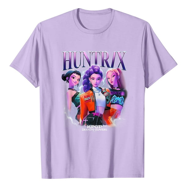 Pop cazadora para niña Demo-n Hunters Boys Girls Fashion Round-Neck Group Panels T Shirt (Purple)