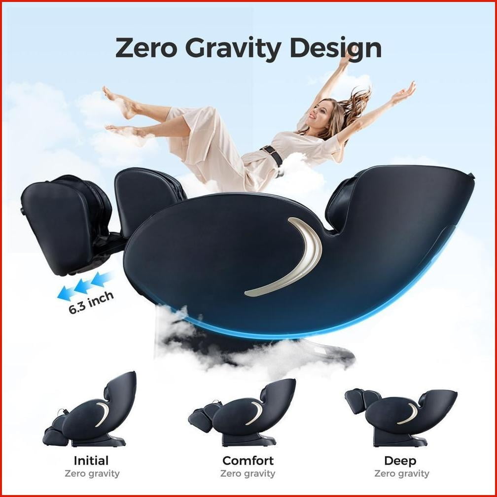 Massage Chairs, BOSSCARE 3D Zero Gravity Full Body Shiatsu Recliner with Voice & APP Control | Black | Leather
