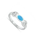 thumbnail image 4 of CHOOSE YOUR COLOR Blue Simulated Opal Ocean Wave Ring .925 Sterling Silver Band CZ Female Size 9, 4 of 4