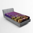 thumbnail image 1 of Ambesonne Europe Fitted Sheet, Tower Bridge in London, Twin XL Size, Purple Yellow, 1 of 2