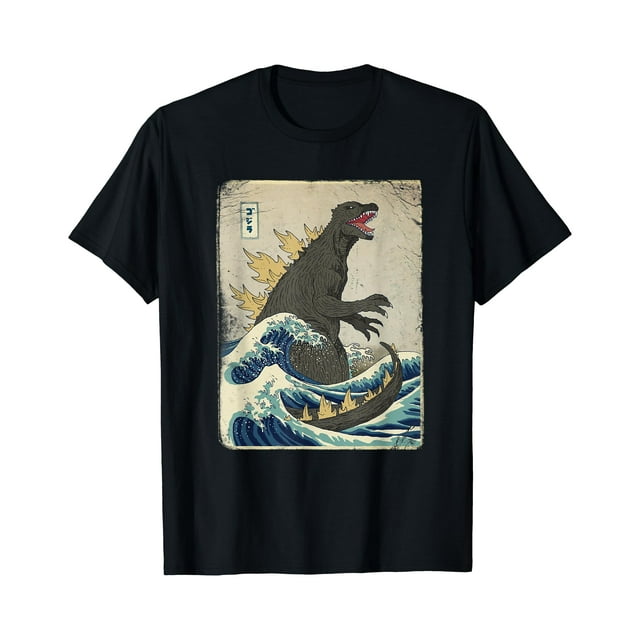 THE GREAT MONSTER OFF KANAGAWA - T-Shirt Officiel DinoMike - comme sur l'Image - 3TG