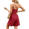 thumbnail image 3 of VISgogo Mono sin mangas para mujer con un hombro, piernas sueltas sólidas Decoración plisada Ropa de verano VISgogo  moda, 3 of 4