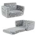 thumbnail image 6 of Ktaxon Convertible Sofa for Little Ones, 2-in-1 Toddler Couch with Side Pockets, Flannel Foldable Nap Lounge for Playroom or Bedroom Light Gray, 6 of 7