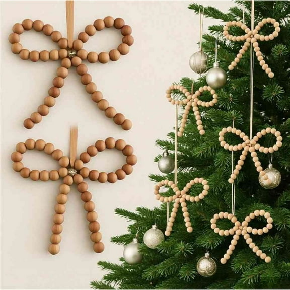 6 Pcs Beads Christmas Tree Bows Ornament for Craft Vintage Red Bow Ornament Coquette Xmas Velvet Beads for Christmas Tree Door Garland Wreath Tiered Tray Decorations