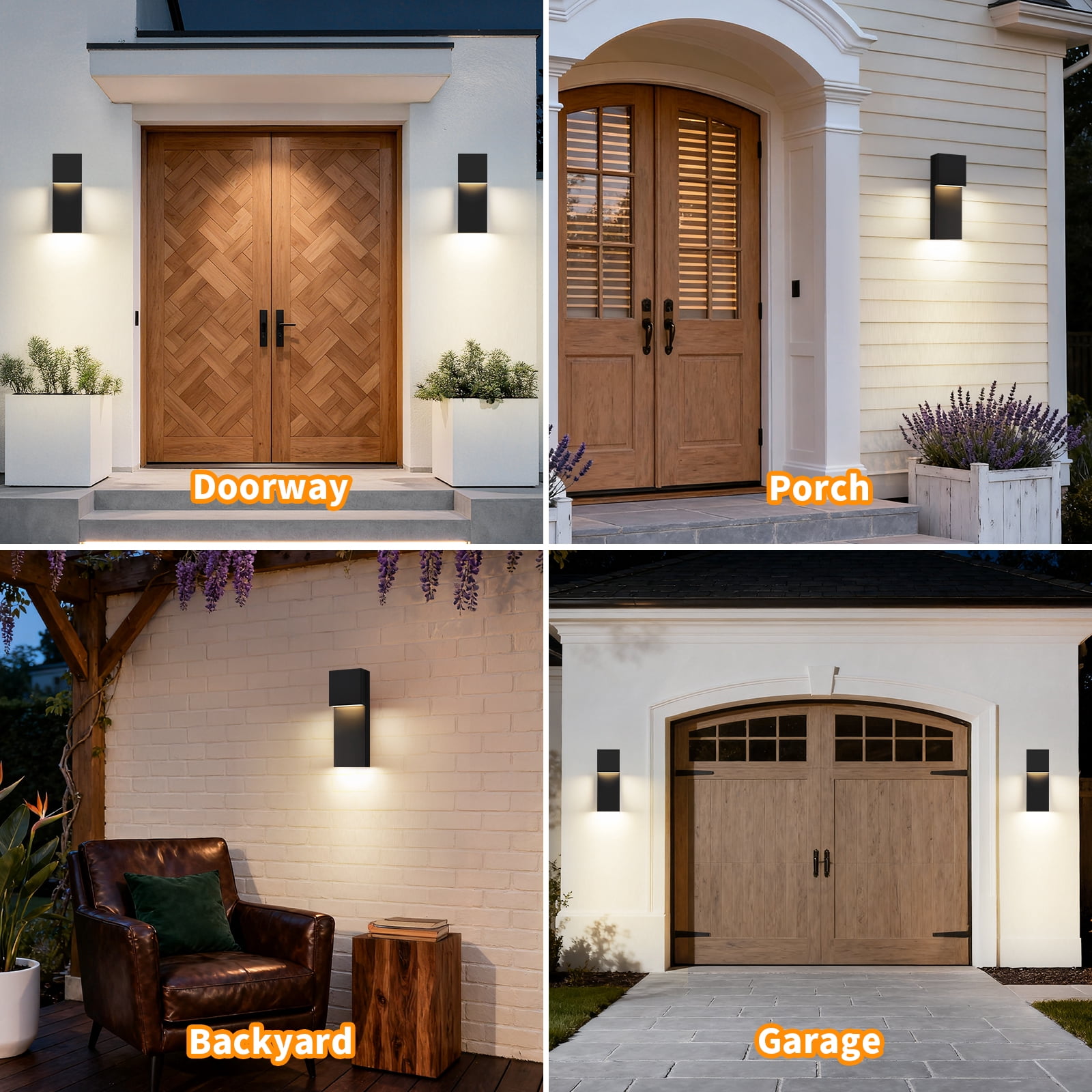 LED Outdoor Wall Sconce Modern Exterior Lighting Fixtures, Matte Black Outdoor Front Porch Lights LED Outside Wall Mount Lights for House, Hallway, Warm White 3000K, 1 Pack