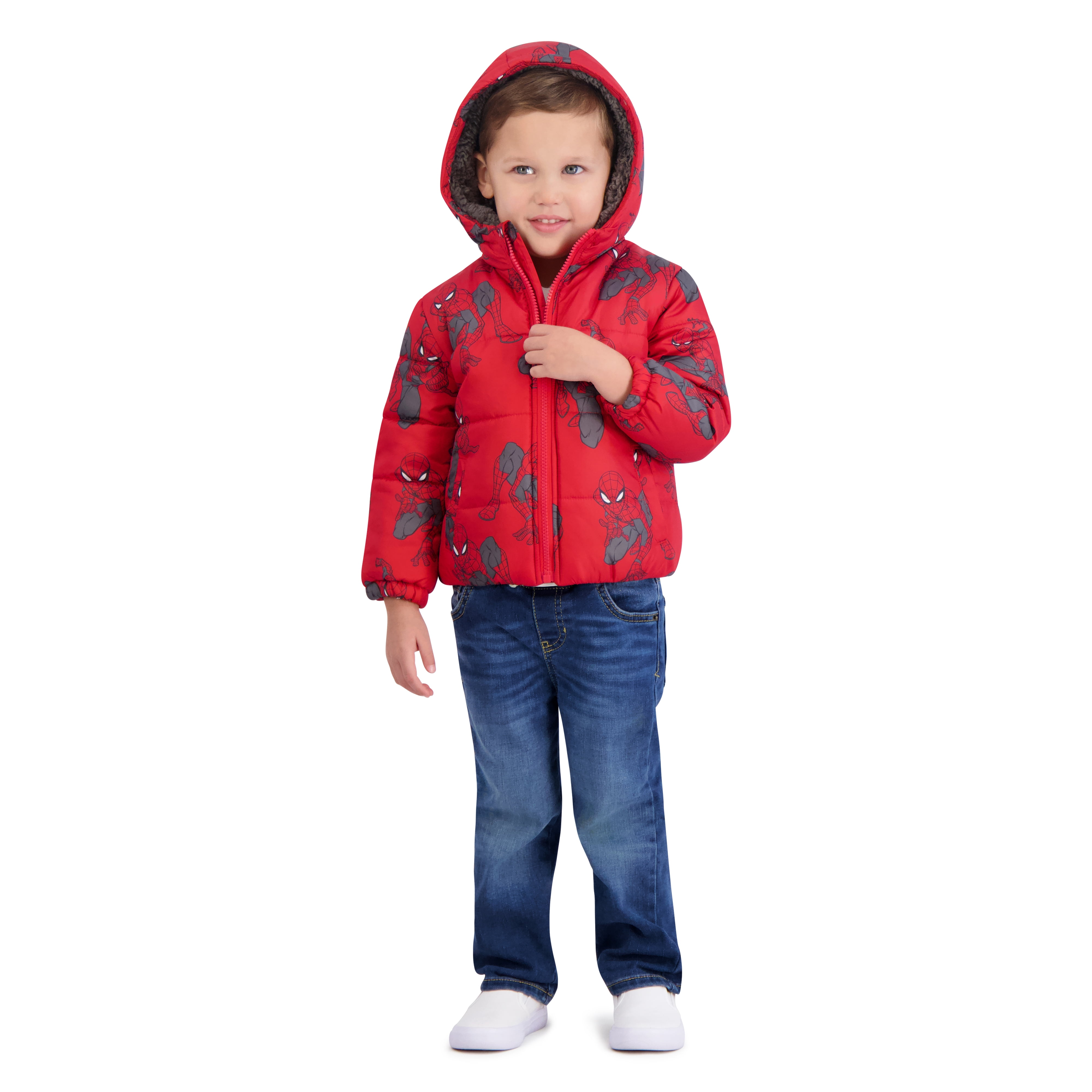 Spiderman Toddler Boy Hooded Puffer Jacket, Sizes 2T-5T